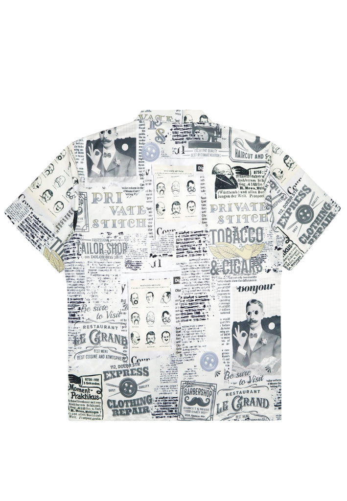 PSG By PRIVATE STITCH Camp Collar Printed Shirt - Cream