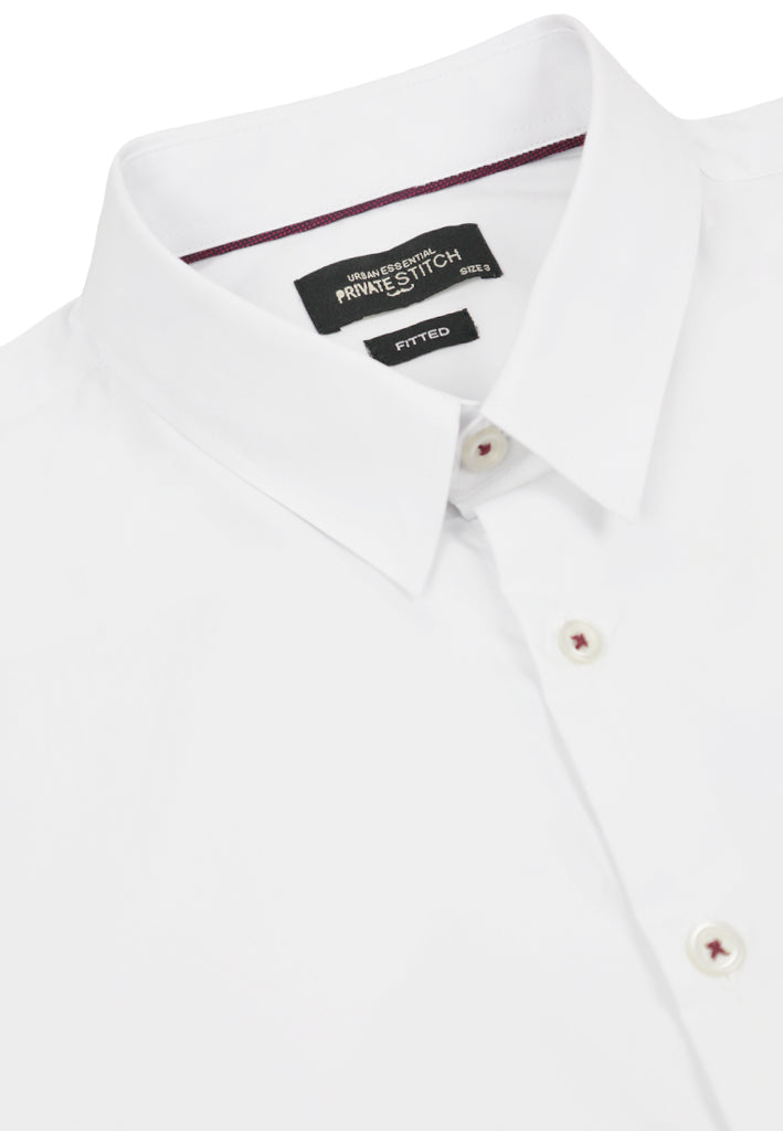 PRIVATE STITCH Signature Moustache Fitted Fit Shirt - White