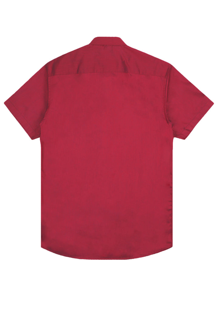 PRIVATE STITCH Signature Moustache Short Sleeve Shirt - Dark Red