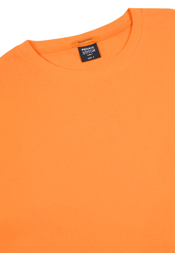 Private Stitch Oversized Graphic T-Shirt - Orange