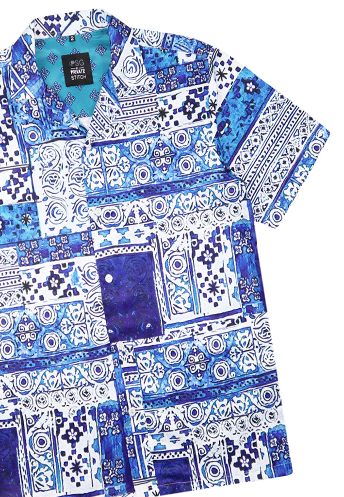 PSG BY PRIVATE STITCH Bandana Print Shirt - Blue