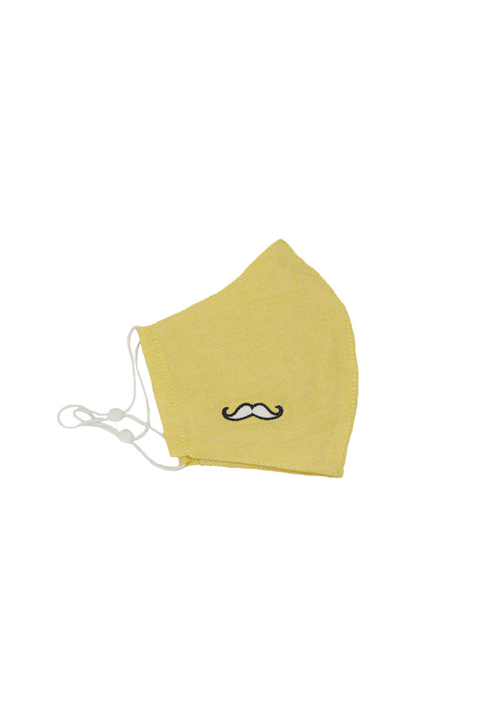 Private Stitch Signature Moustache Stylish Face Mask - Yellow