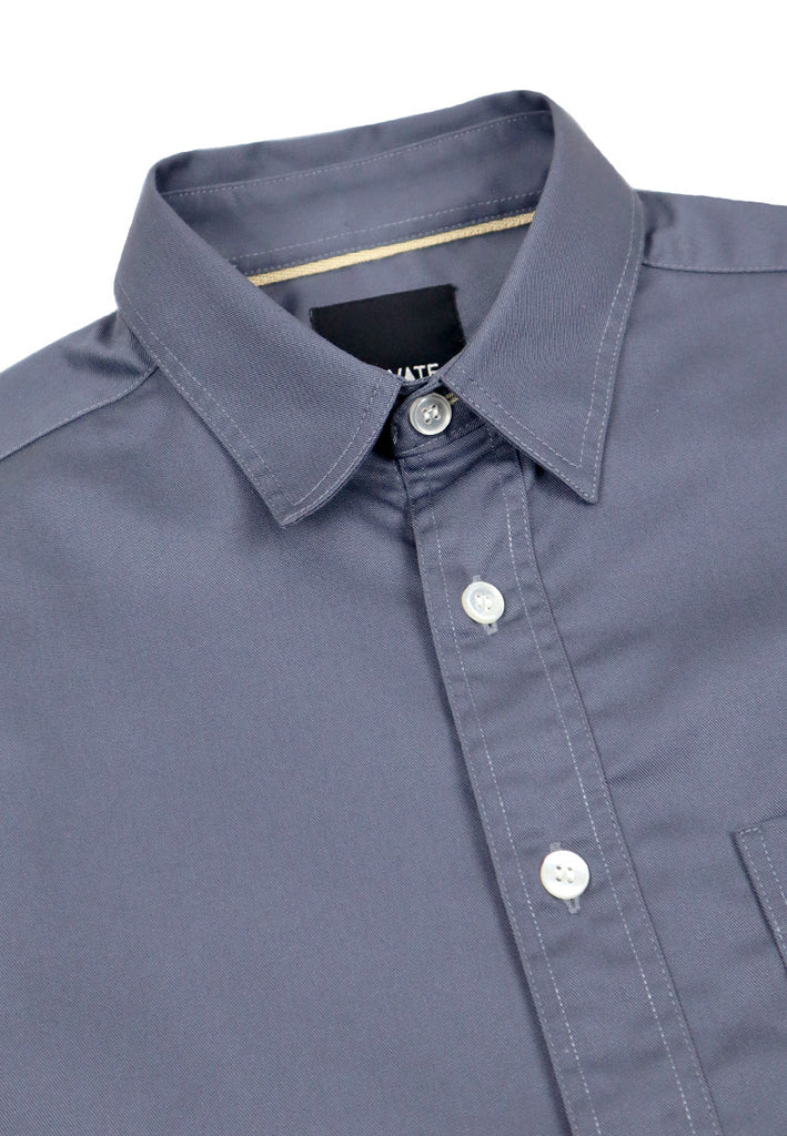 PSG BY PRIVATE STITCH Chest Patch Pocket Button Up Shirt - Dark Grey