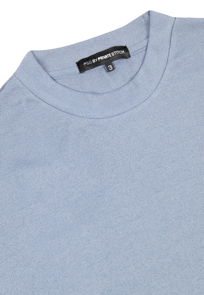 PSG BY PRIVATE STITCH Mock Neck Oversized Tee - Blue