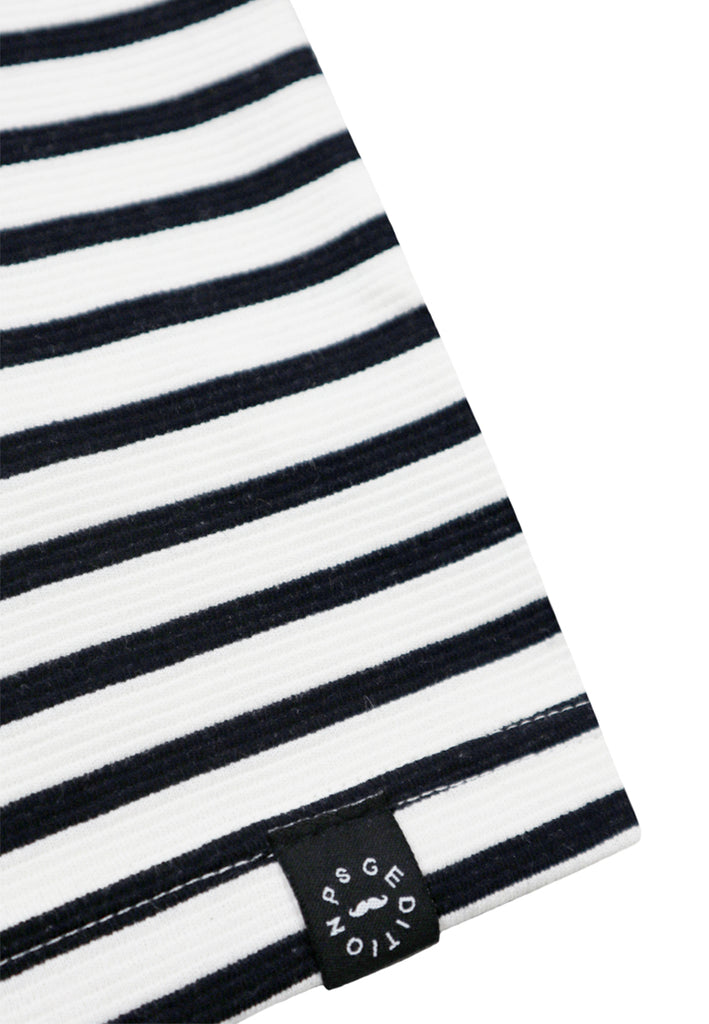 PSG BY PRIVATE STITCH Mock Neck Oversized Striped Tee - Black Stripe