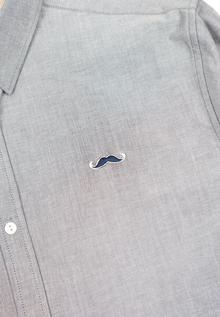 Private Stitch Signature Moustache Slim Fit Shirt - Grey