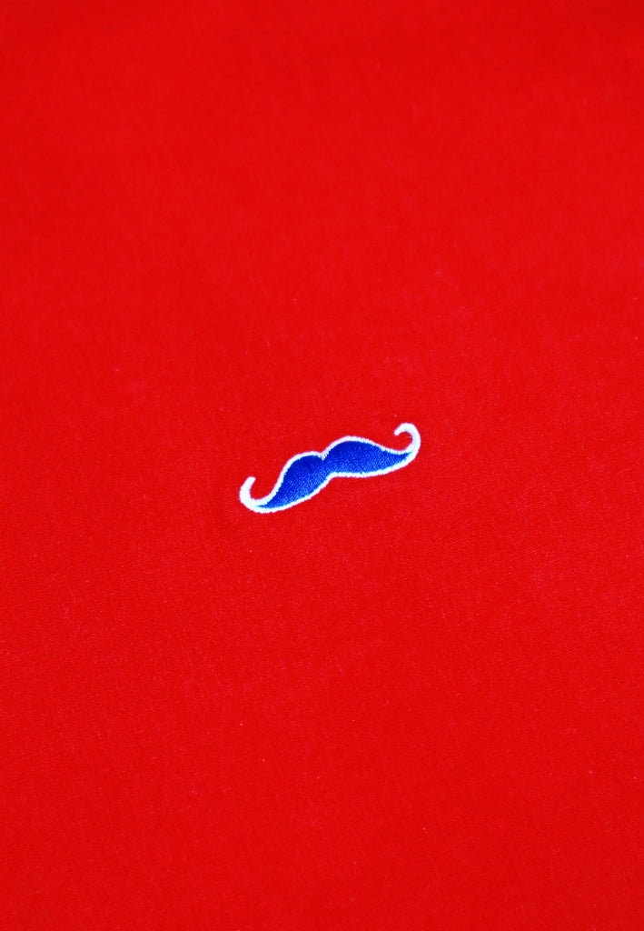 PRIVATE STITCH Signature Moustache Short Sleeve Shirt - Red