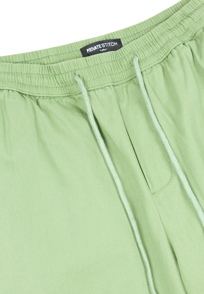 Private Stitch Signature Moustache Drawstring Shorts - Green