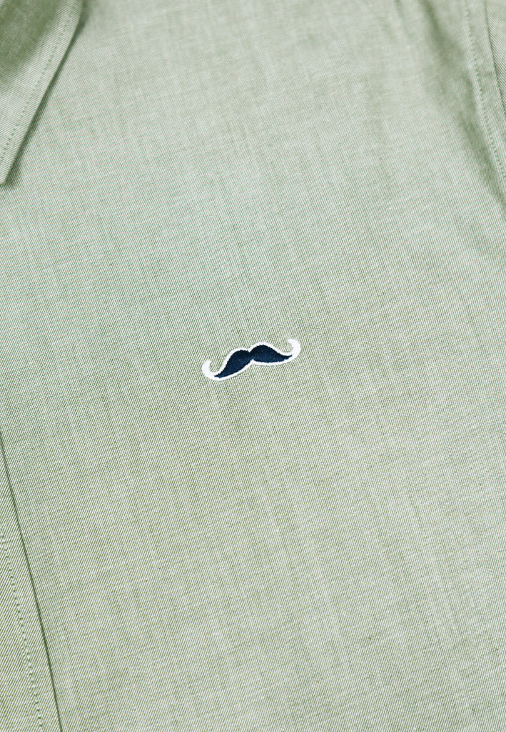 PRIVATE STITCH Signature Moustache Long Sleeve Shirt - Olive