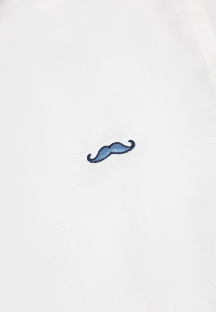 PRIVATE STITCH Signature Moustache Long Sleeve Shirt - White