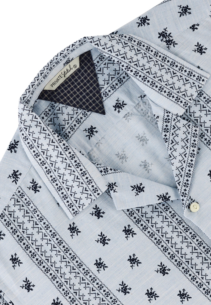 PRIVATE STITCH Camp Collar Floral Shirt