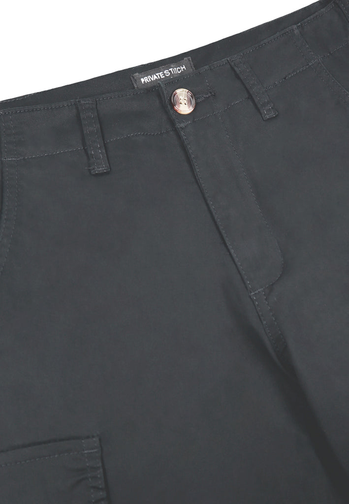 Private Stitch Stylish Cargo Shorts - Black