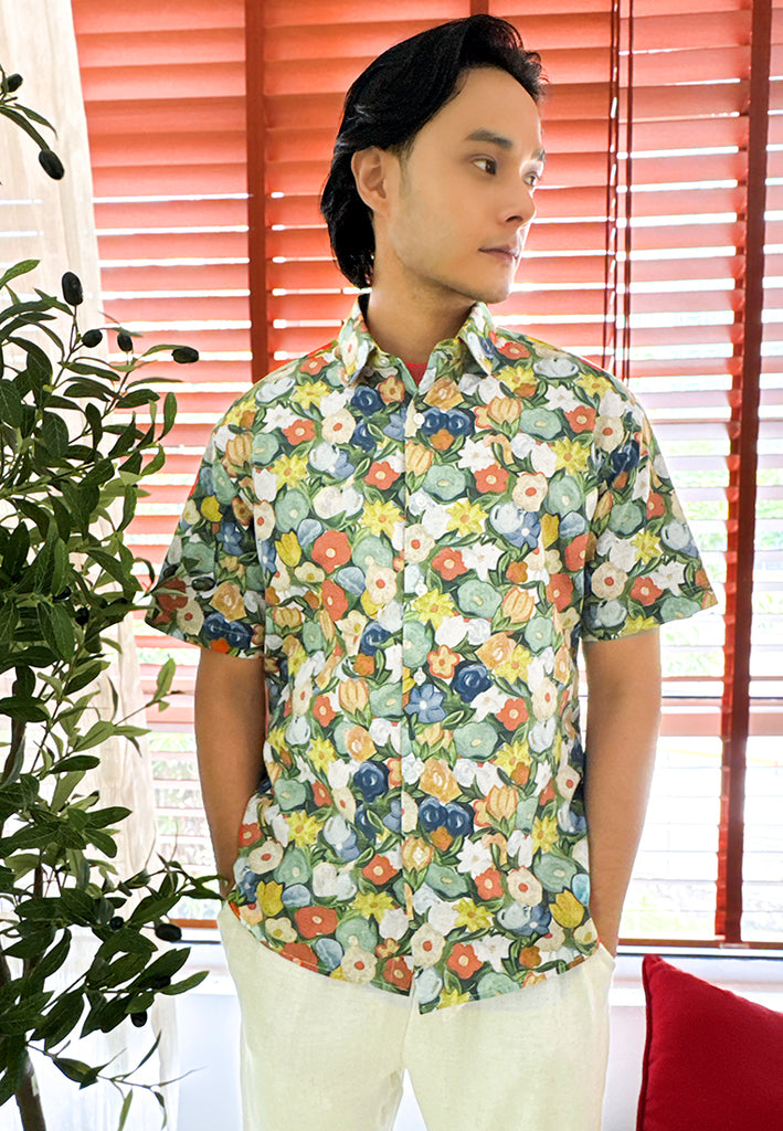 PRIVATE STITCH Reversed Tropical Bloom Floral Shirt