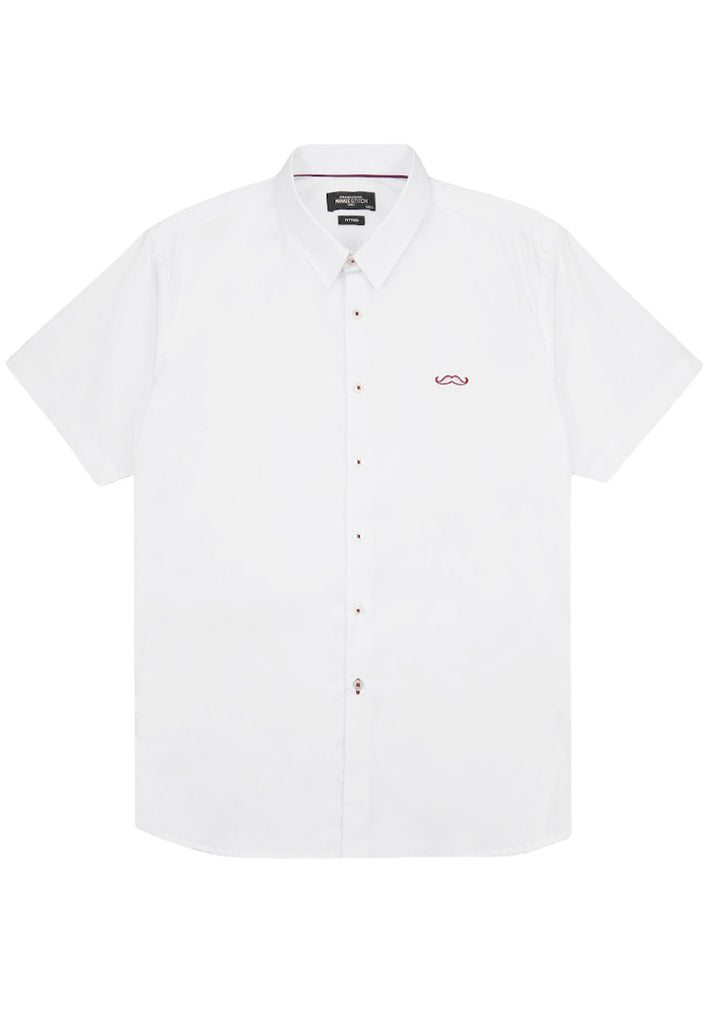 PRIVATE STITCH Signature Moustache Fitted Fit Shirt - White