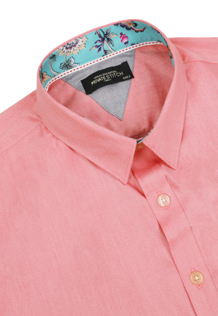 PRIVATE STITCH Signature Moustache Short Sleeve Shirt - Light Red