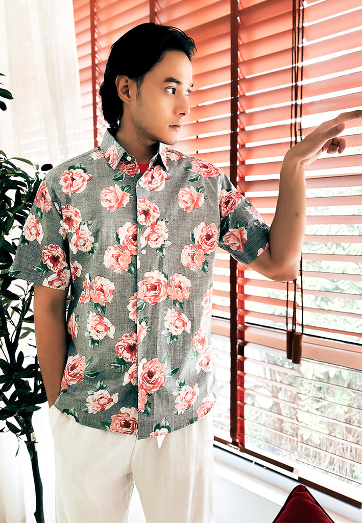 PRIVATE STITCH Midnight Rose Floral Shirt