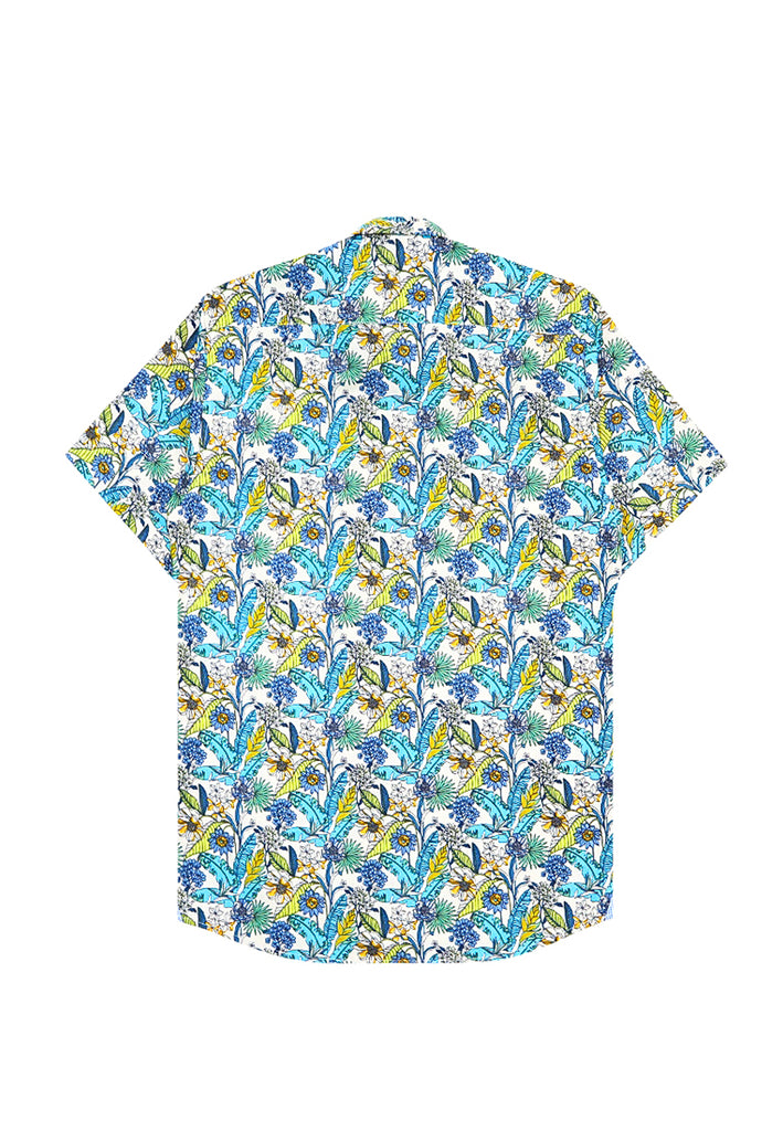 PRIVATE STITCH Signature Moustache Blue Bloom Paradise Shirt