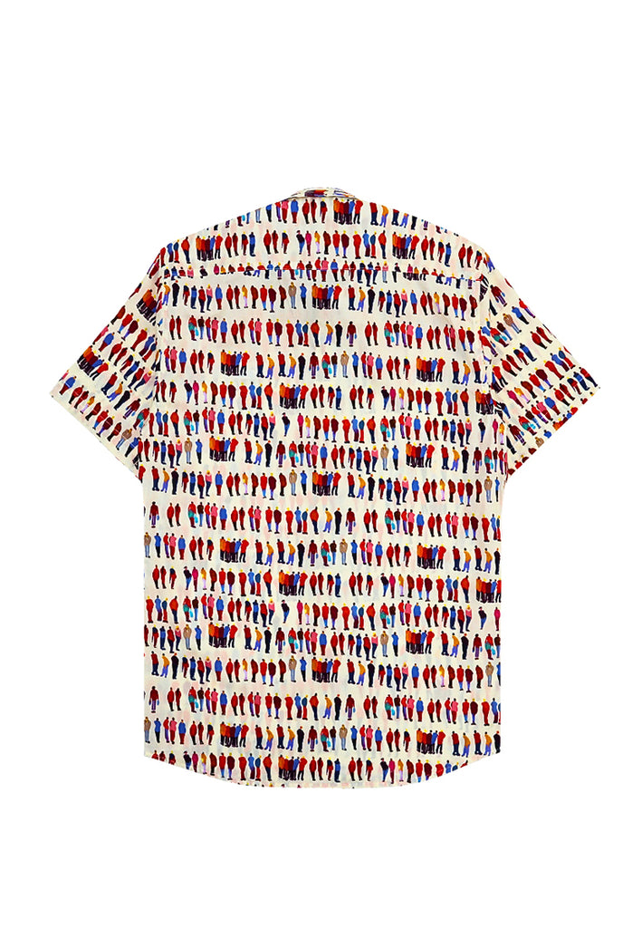 PRIVATE STITCH Signature Moustache Urban Crowd Print Shirt