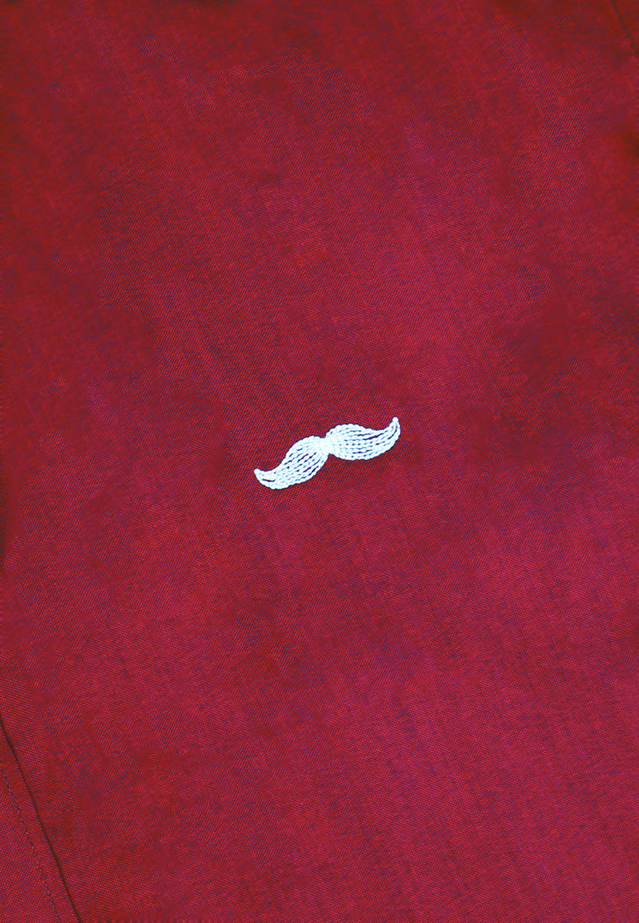 PRIVATE STITCH Signature Moustache Short Sleeve Shirt - Dark Red