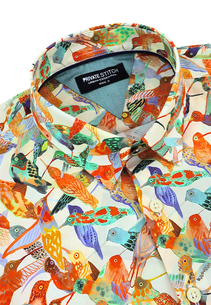 PRIVATE STITCH Signature Moustache Tropical Birdsong Shirt