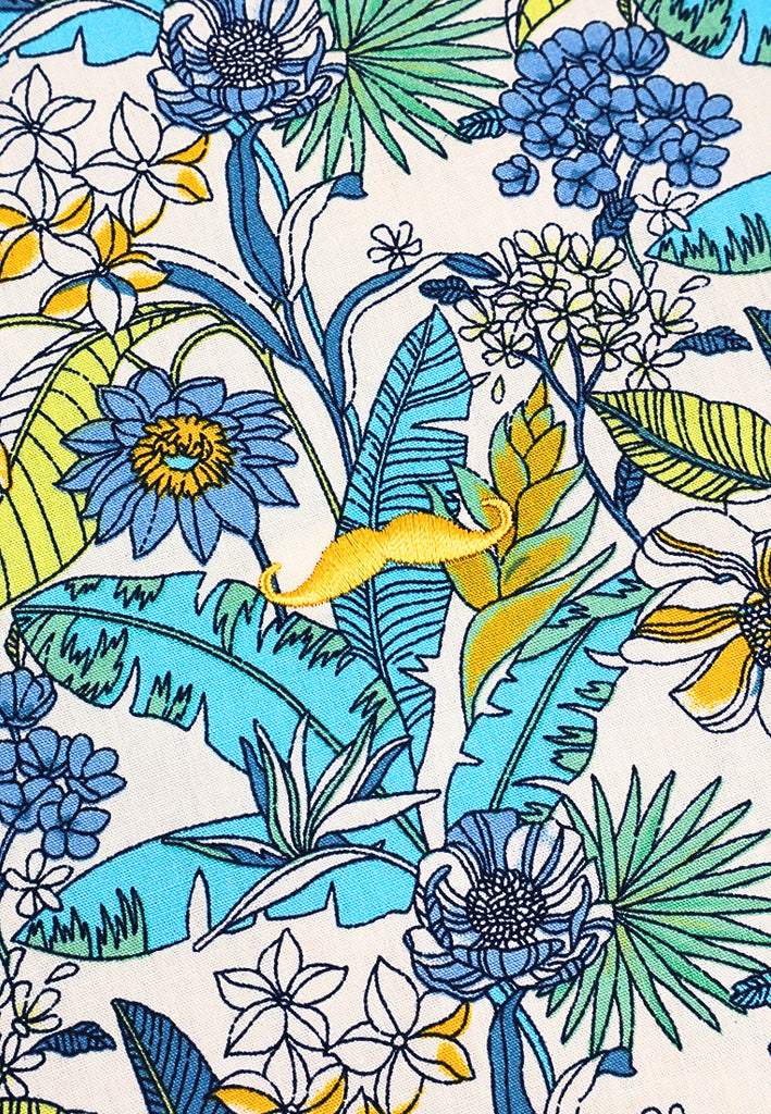 PRIVATE STITCH Signature Moustache Blue Bloom Paradise Shirt