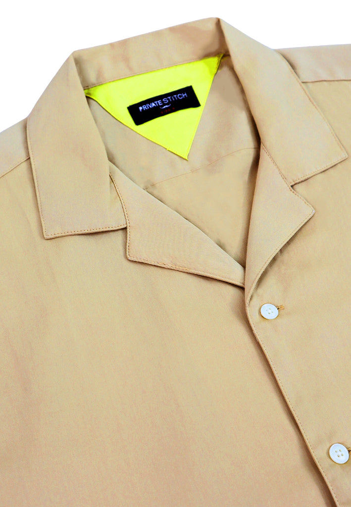 PRIVATE STITCH Camp Collar Short Sleeve Shirt