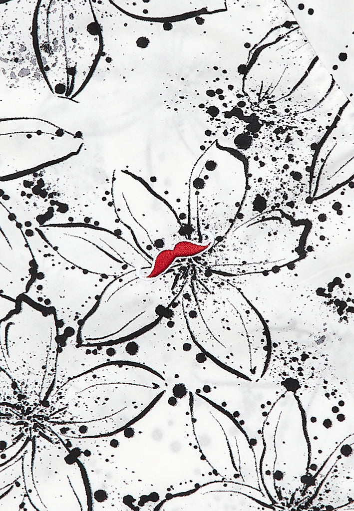 PRIVATE STITCH Signature Moustache White Noir Bloom Shirt