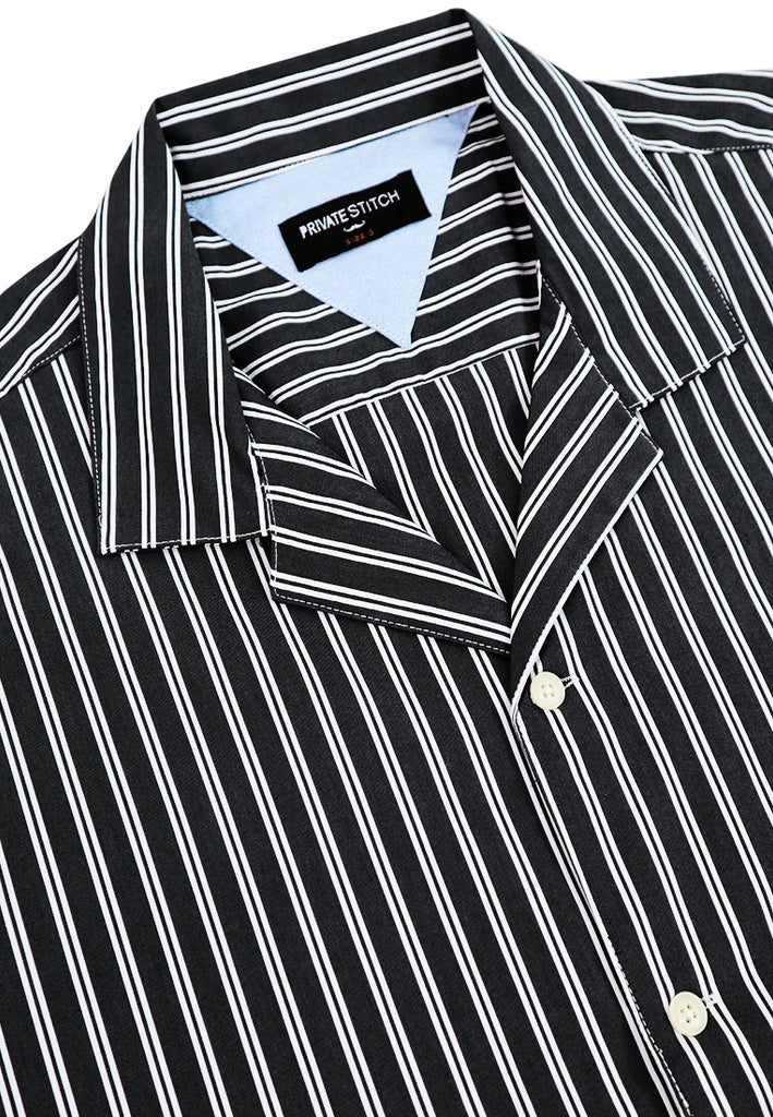 PRIVATE STITCH Camp Collar Stripe Shirt