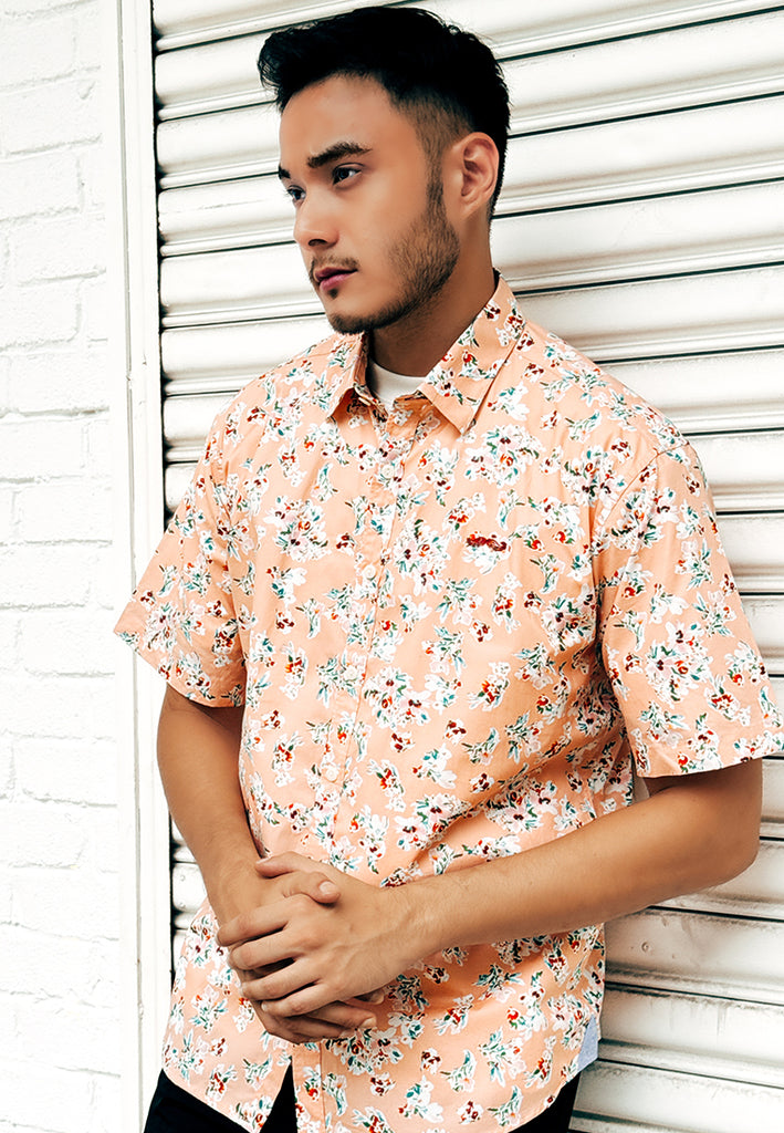 PRIVATE STITCH Coral Garden Floral Shirt