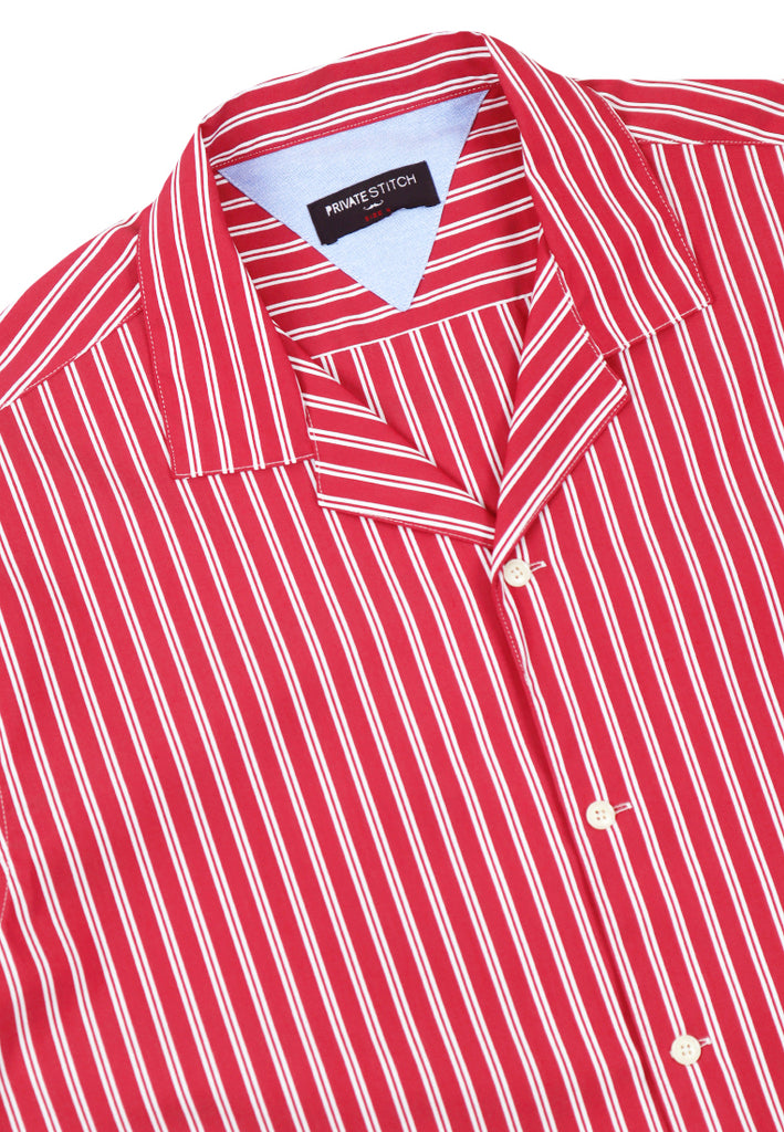 Private Stitch Stripe Camp Shirt - Red