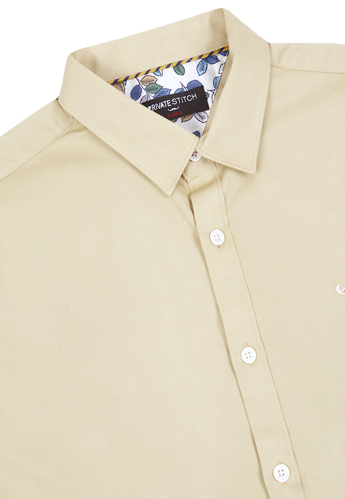 Private Stitch Signature Moustache Slim Fit Shirt - Khaki