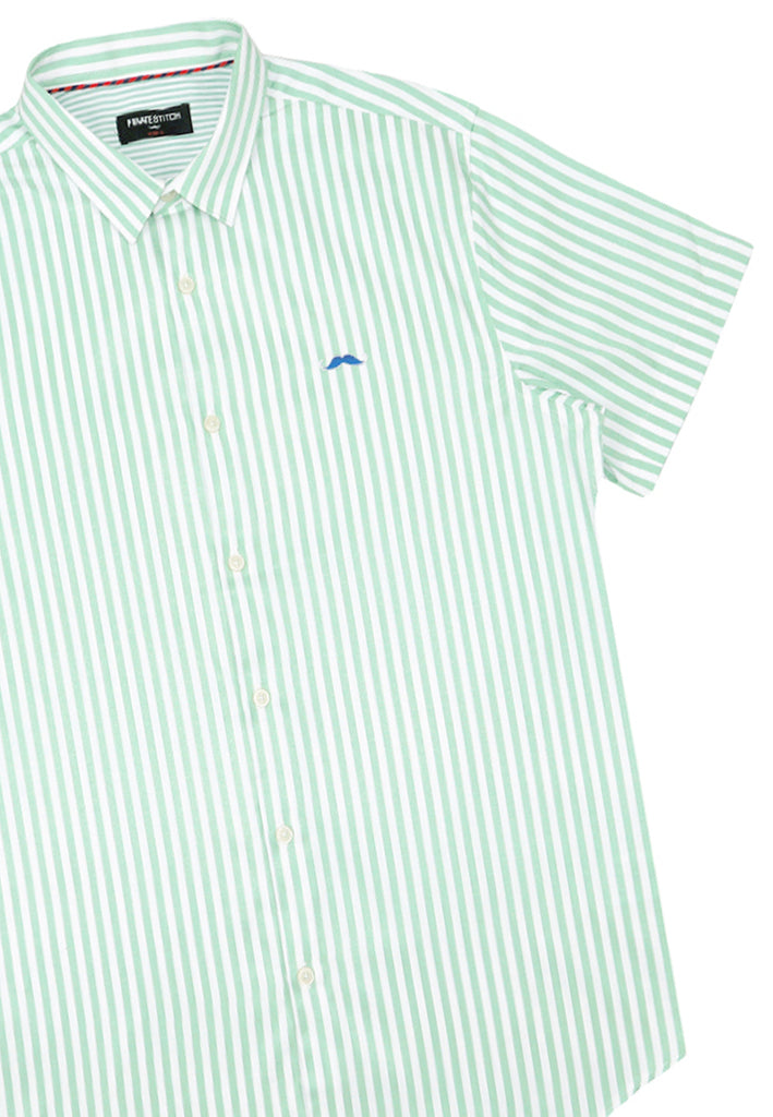 Private Stitch Signature Moustache Stripe Shirt - Green