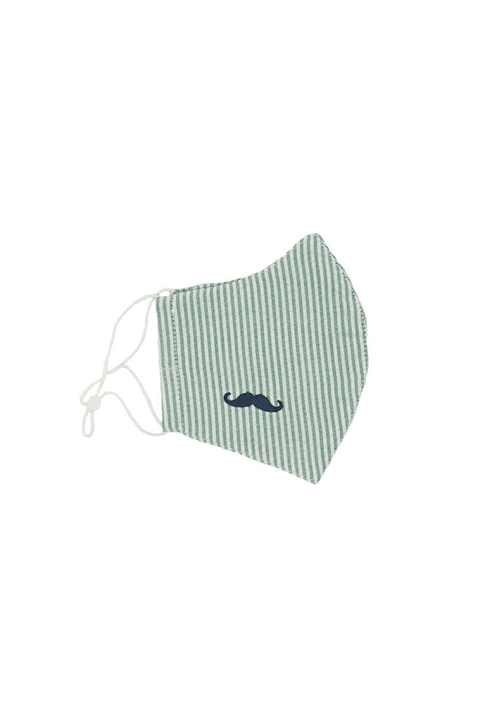 Private Stitch Signature Moustache Stylish Face Mask - Green