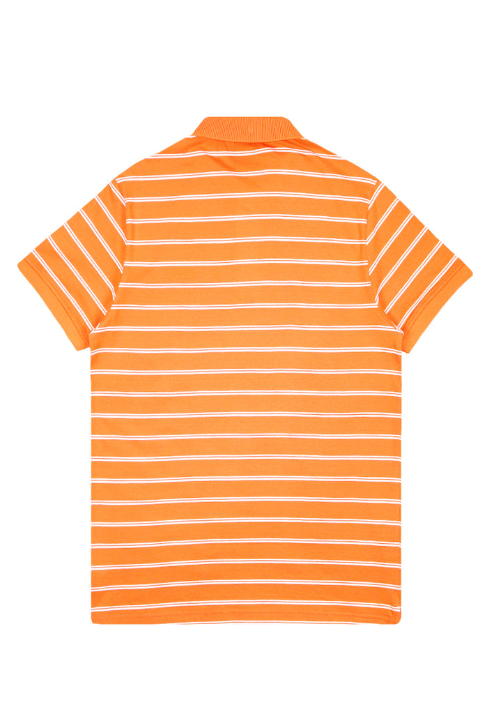 Private Stitch Signature Moustache Striped Polo Tees - Orange
