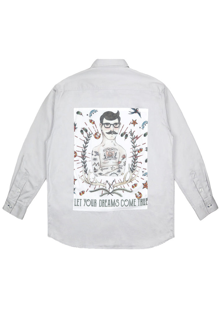 PSG BY PRIVATE STITCH Signature Character Graphic Shirt - Light Grey