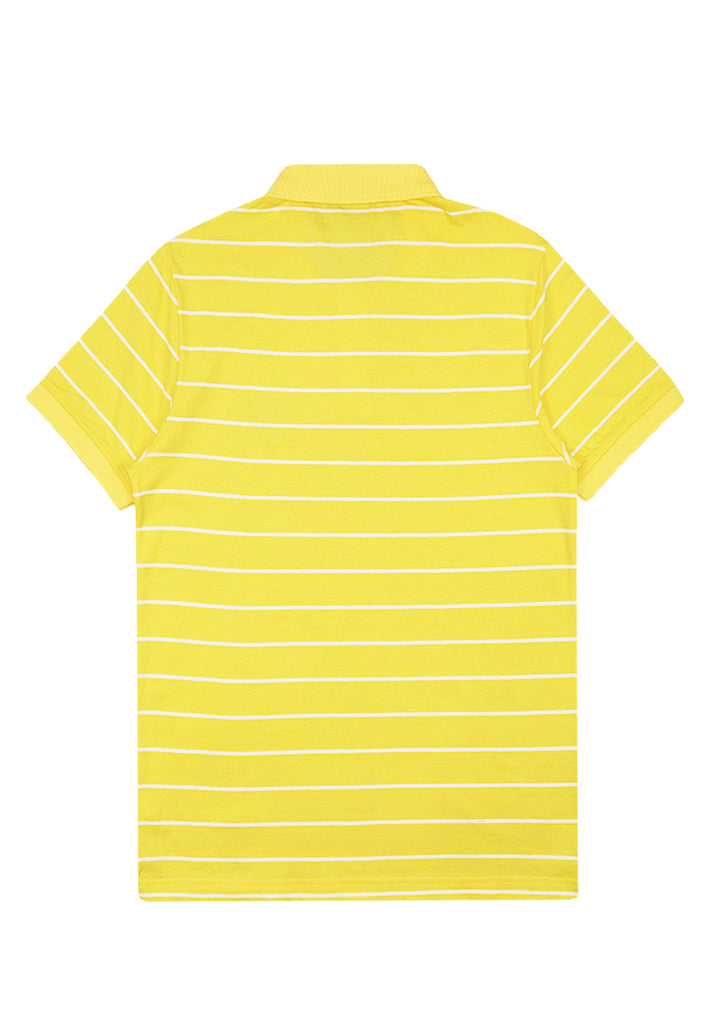 Private Stitch Signature Moustache Striped Polo Tees - Yellow