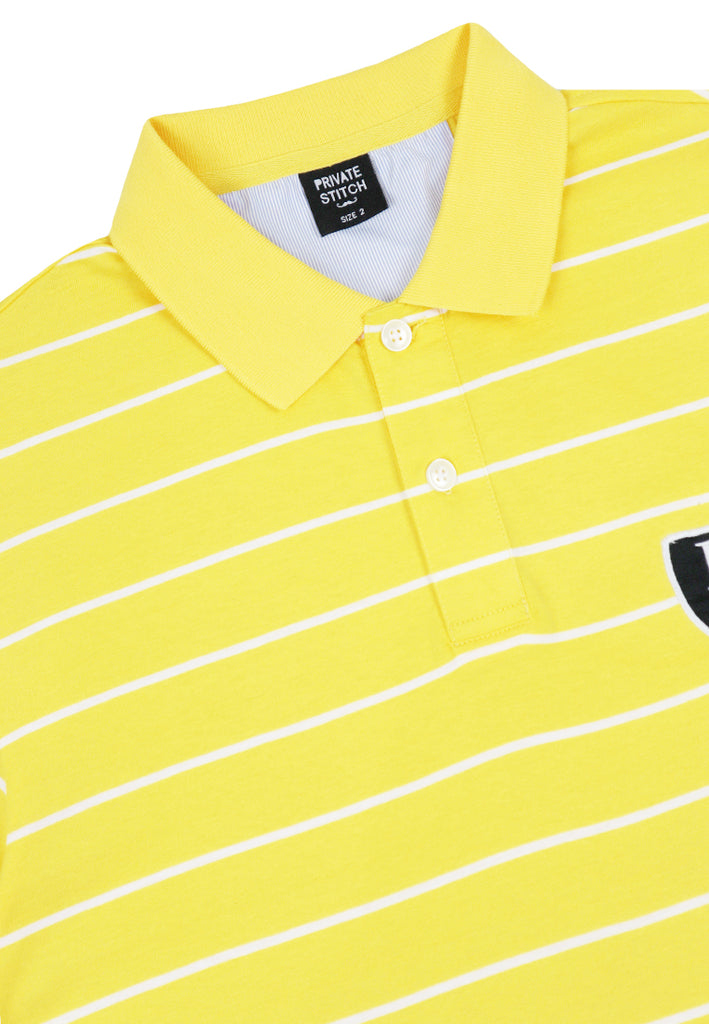 Private Stitch Signature Moustache Striped Polo Tees - Yellow