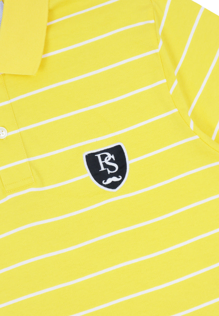 Private Stitch Signature Moustache Striped Polo Tees - Yellow