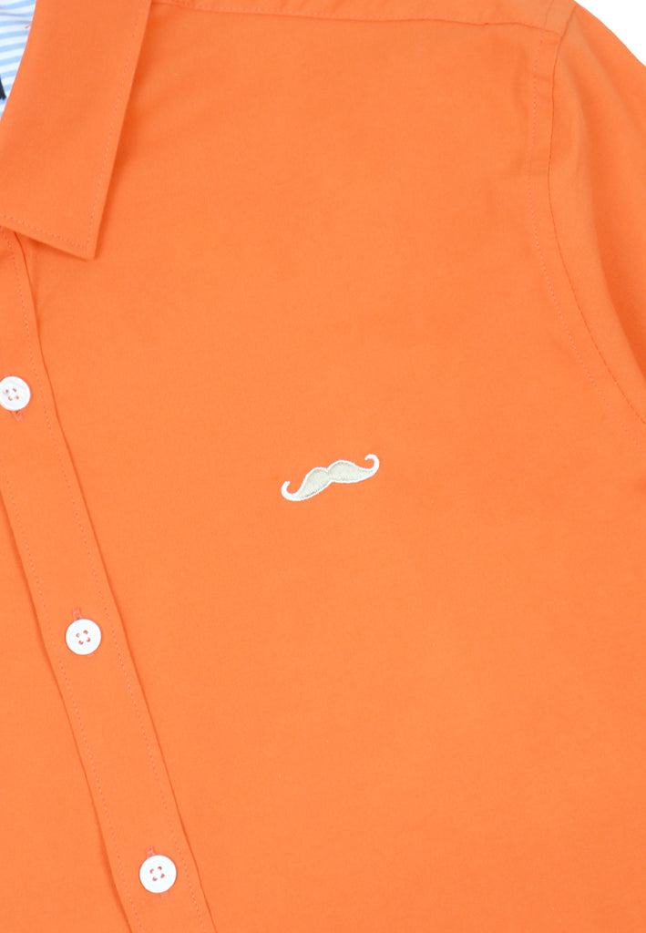 Private Stitch Signature Moustache Slim Fit Shirt - Orange