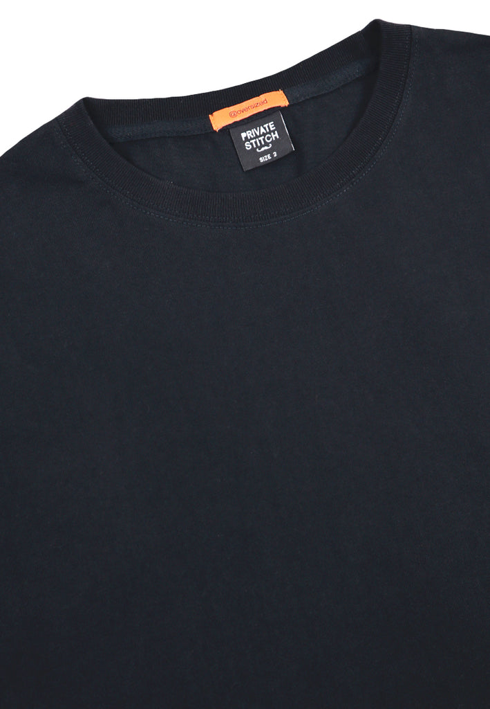 Private Stitch Oversized Graphic T-Shirt - Black