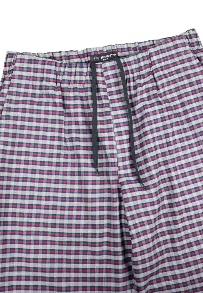 PSG BY PRIVATE STITCH Drawstring Checkered Pants - Maroon