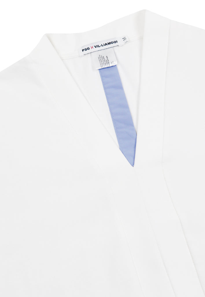 PSG X VIL-LIAMOOI Ladies V-neck Collar Cropped Top - White