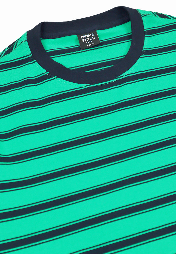 Private Stitch Signature Moustache Striped Tees - Green