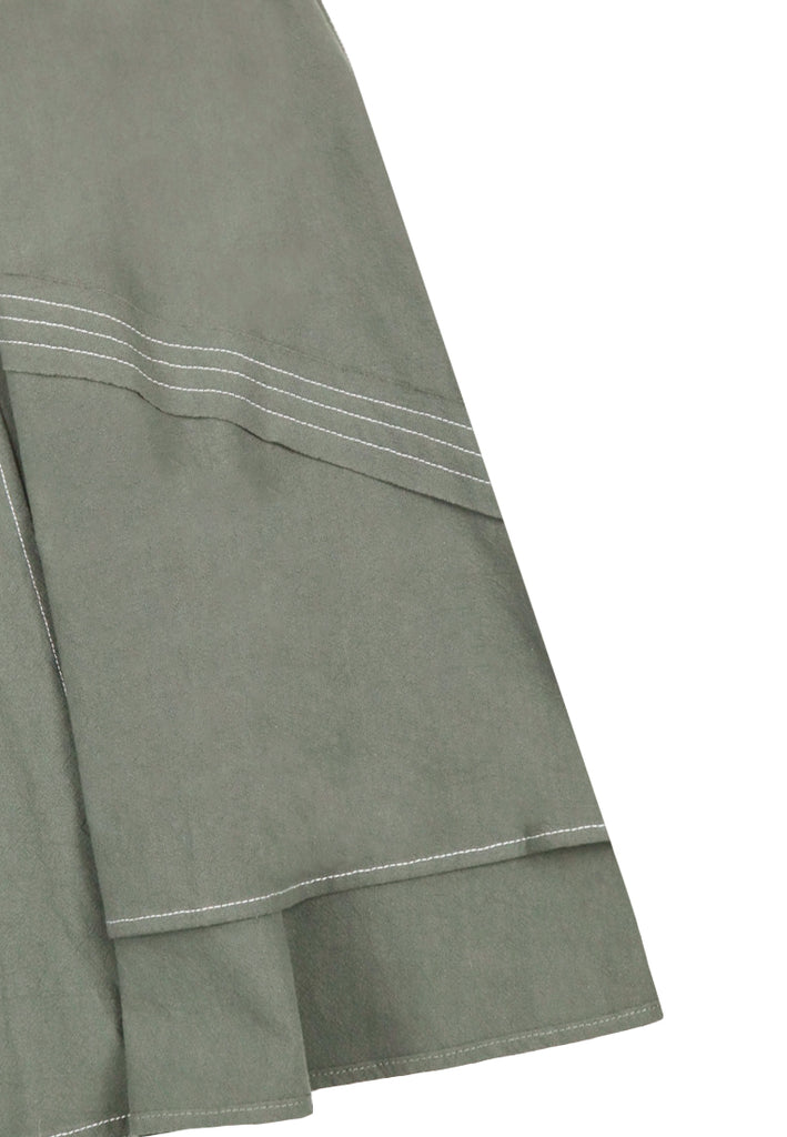 PSG X VIL-LIAMOOI Ladies Stylish Stitching Midi Skirt - Olive