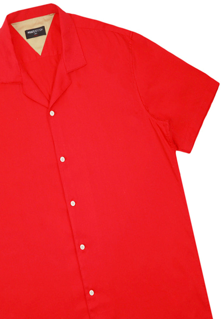 Private Stitch Relaxed Fit Camp Shirt - Red