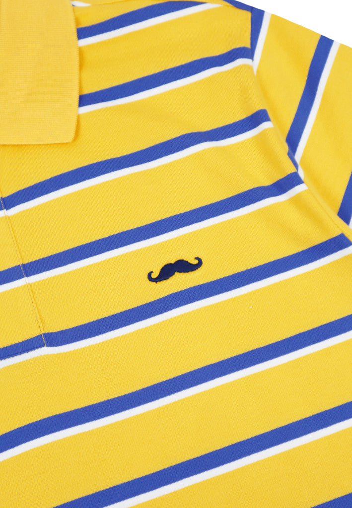 Private Stitch Signature Moustache Striped Polo Tees - Yellow