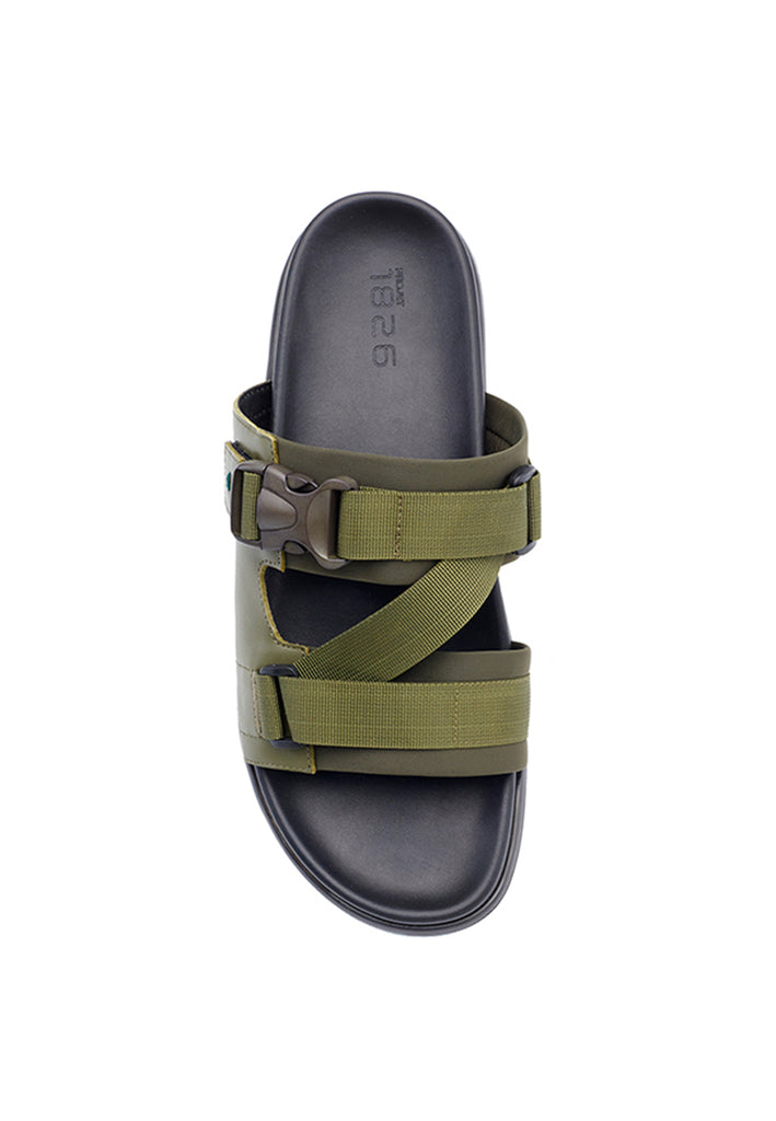 Delroy Leather Slip On Sandal Green