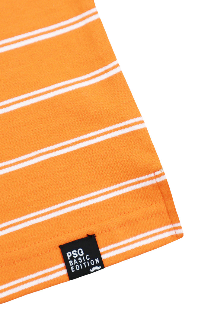 Private Stitch Signature Moustache Striped Polo Tees - Orange