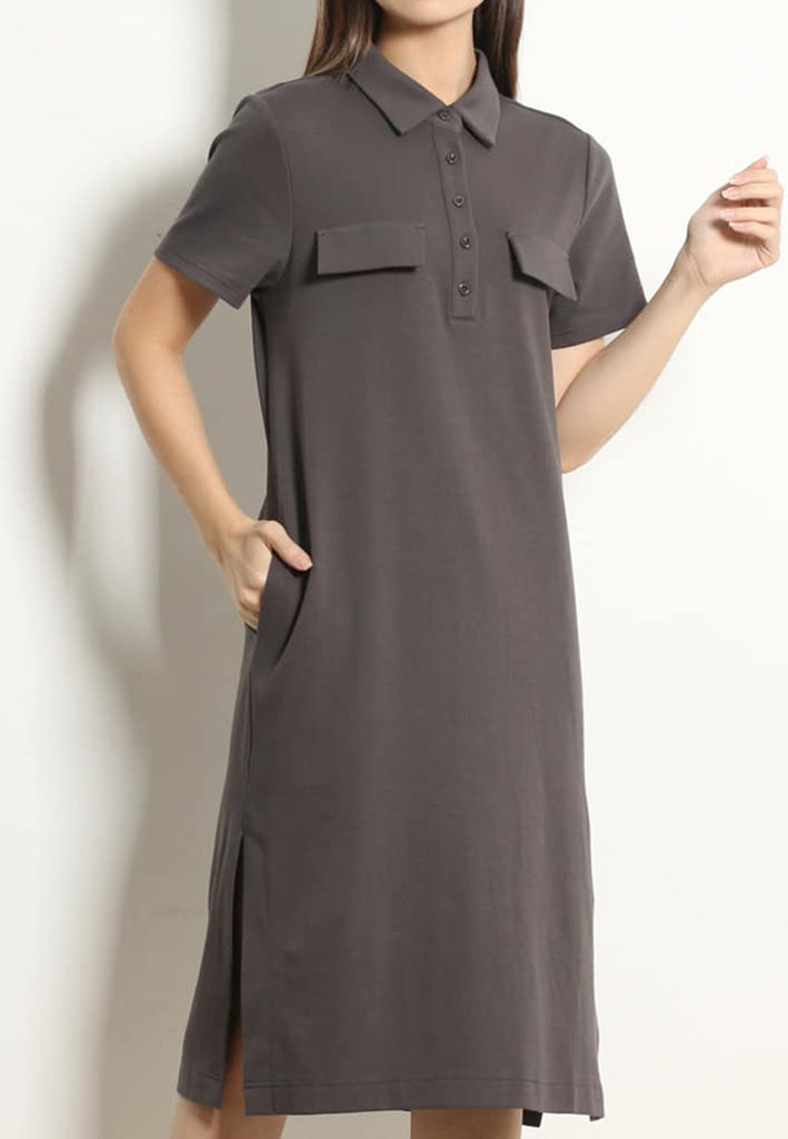 PSG X VIL-LIAMOOI Ladies Collared Midi Dress - Dark Grey