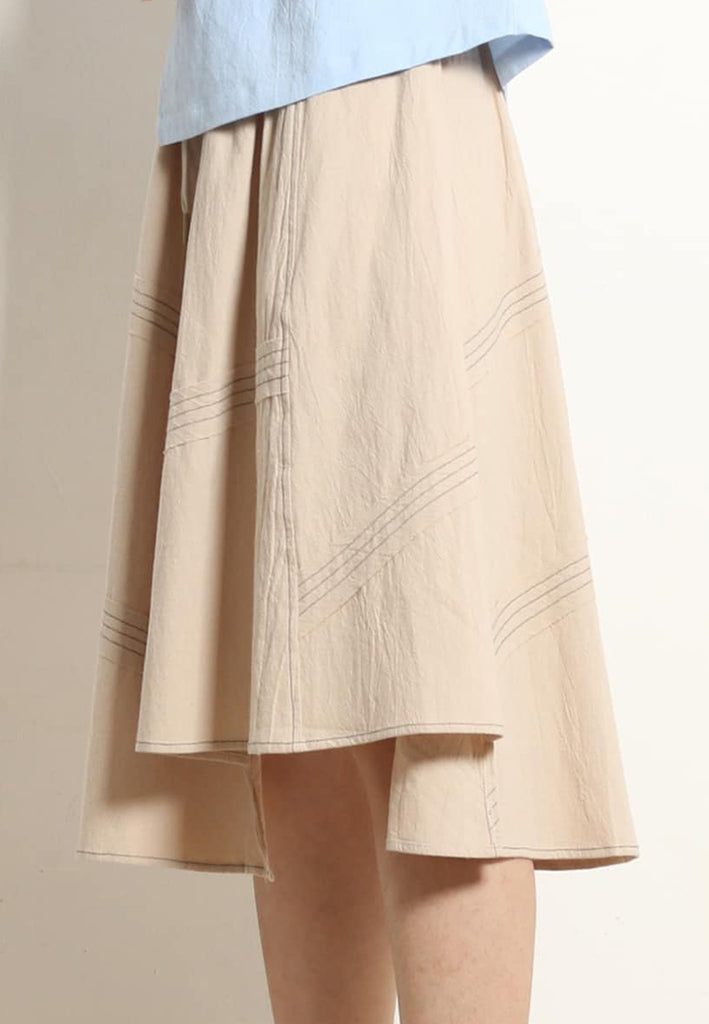 PSG X VIL-LIAMOOI Ladies Stylish Stitching Midi Skirt - Khaki